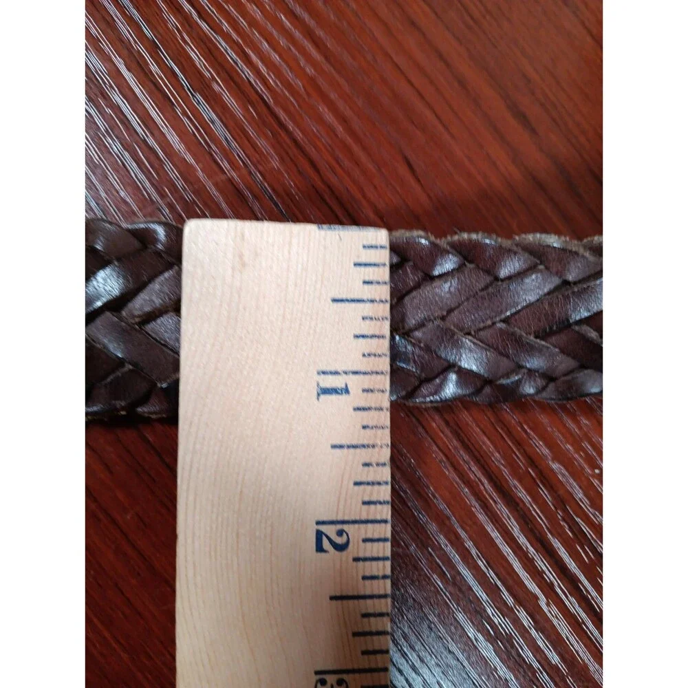 VTG Cole Haan Braided Woven Leather Belt 40/100 Brown Brass Buckle A09964 1.25